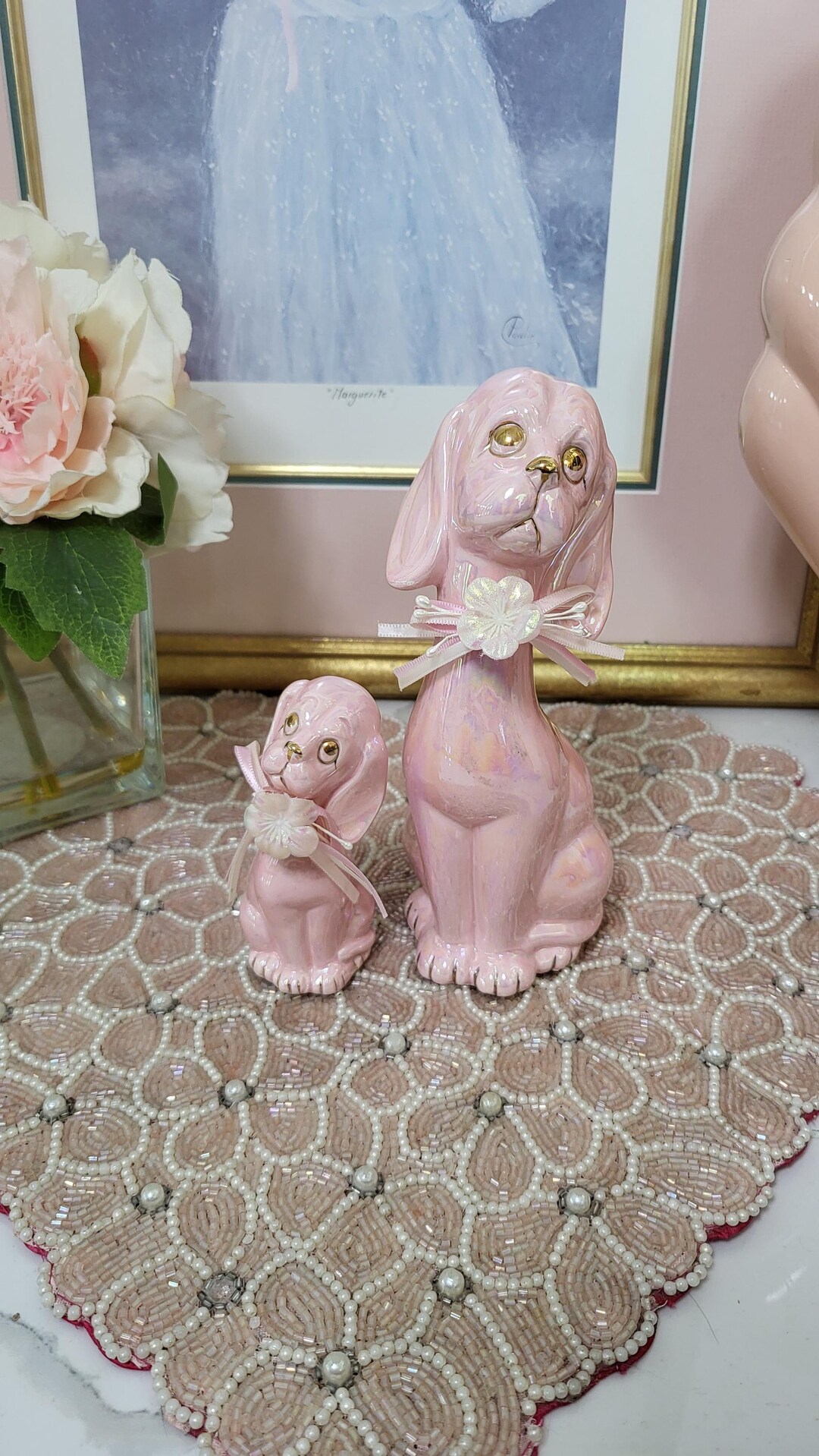 Vintage Pair of Iridescent Pink Dogs Kitsch Made in Taiwan - Etsy