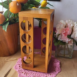 vintage Wooden spice rack, 16 Count Lazy Susan Rotating Spice Rack, Holder Kitchen Rotating Countertop Organizer spice rack