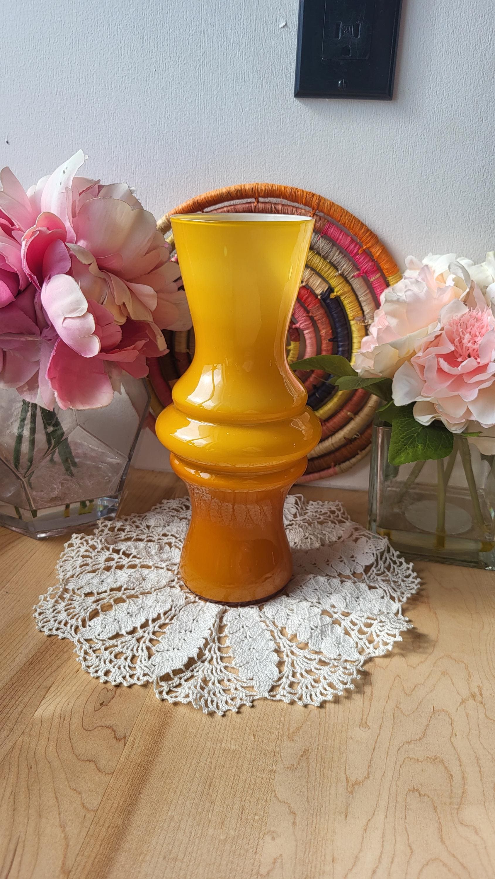 Vintage Orange Opalino Glass Vase