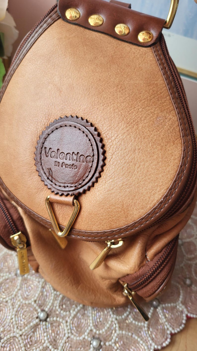 Vintage BackPack Valentino Di Paolo/Zaino. Valentino Di Paolo Fashion BackPack. Shoulder Bag Design. Brown BackPack. Shoulder Bag Leather. image 14