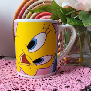 Taza de café vintage de Tweety Bird, Tweety Pie, tazas de Gibson, Looney Tunes, Sylvester el gato, taza de té y chocolate caliente para abuela, regalo de dibujos animados infantiles