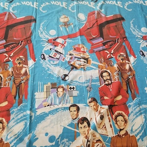Vintage 1979 Disney Star Wars Czarna dziura płaskie prześcieradło łóżko podwójne