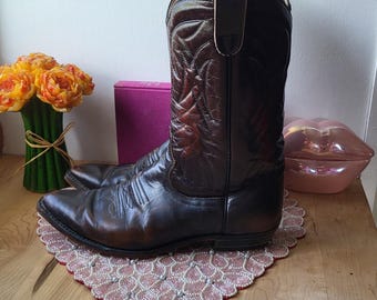 Bottes Western Hondo – Cuir Noir – Homme – Pointure 10.5 B – Vintage USA