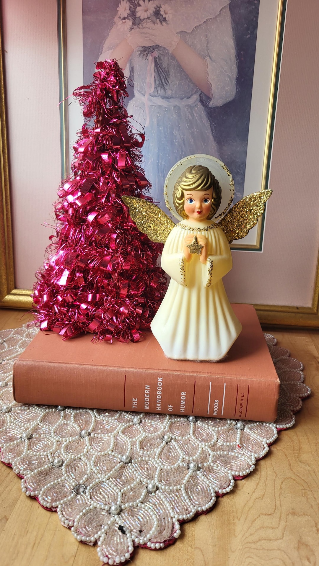 Vintage Christmas Angel Tree Topper Hard Plastic Hong Kong