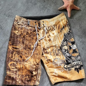 Vintage Lost Y2K Board Shorts Ochre Black Vintage Surf Shorts - Etsy