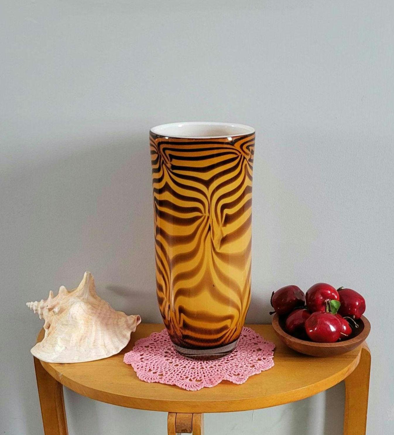 ヴィンテージ ミッドセンチュリー タイガー ブラック オレンジ 渦巻き