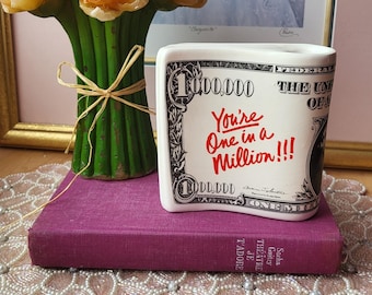 Vintage “You’re One in a Million” Teleflora Vase or Pencil Holder Mens Gift Fathers Gift