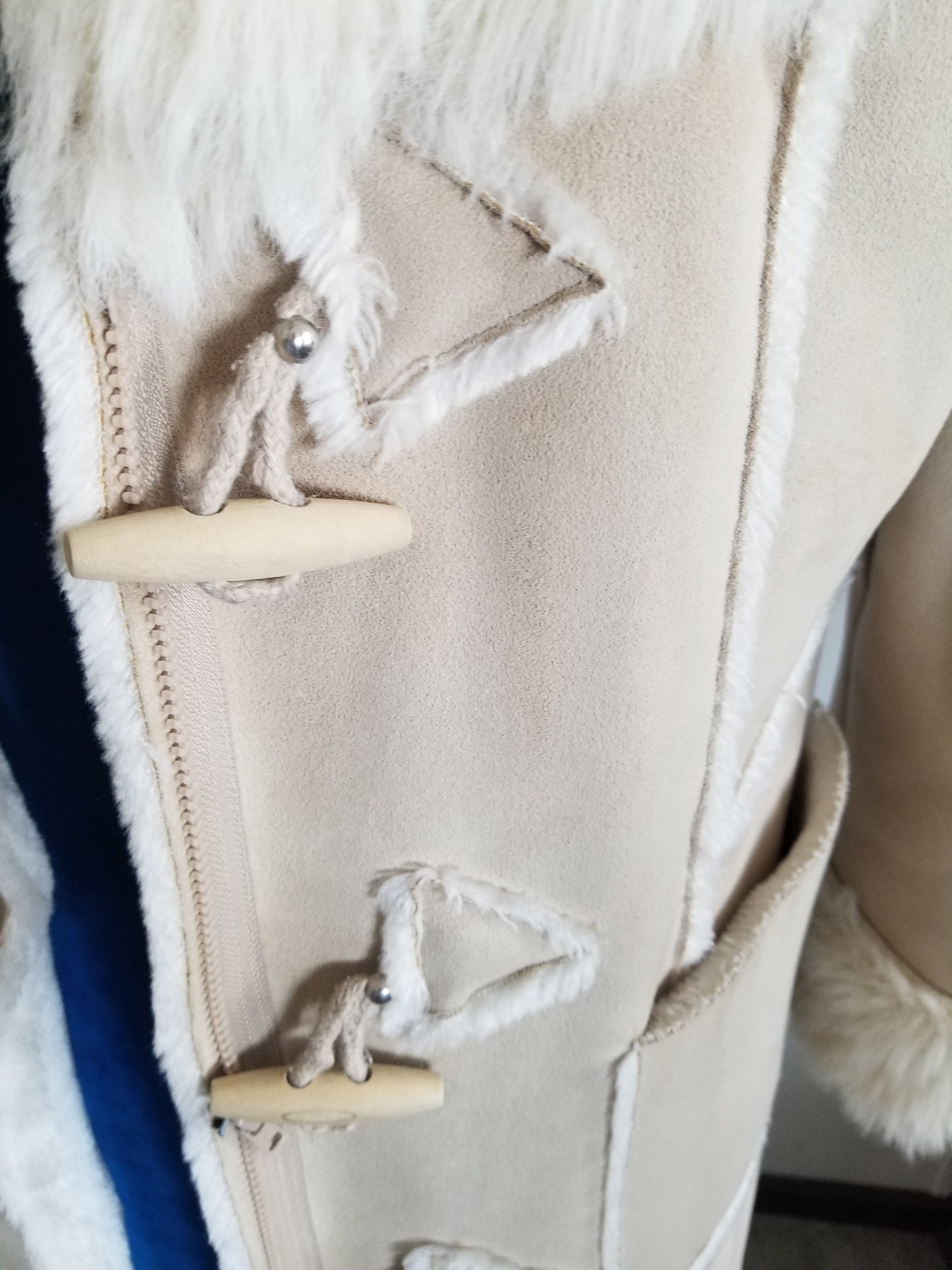 Vintage Y2K Cream White Faux Fur Coat Size M Y2K White Fur