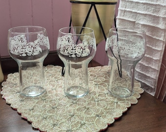 Retro Collectible Vintage 1970s 1980s Pepsi-Cola Pedestal Fountain Glasses Set of 3