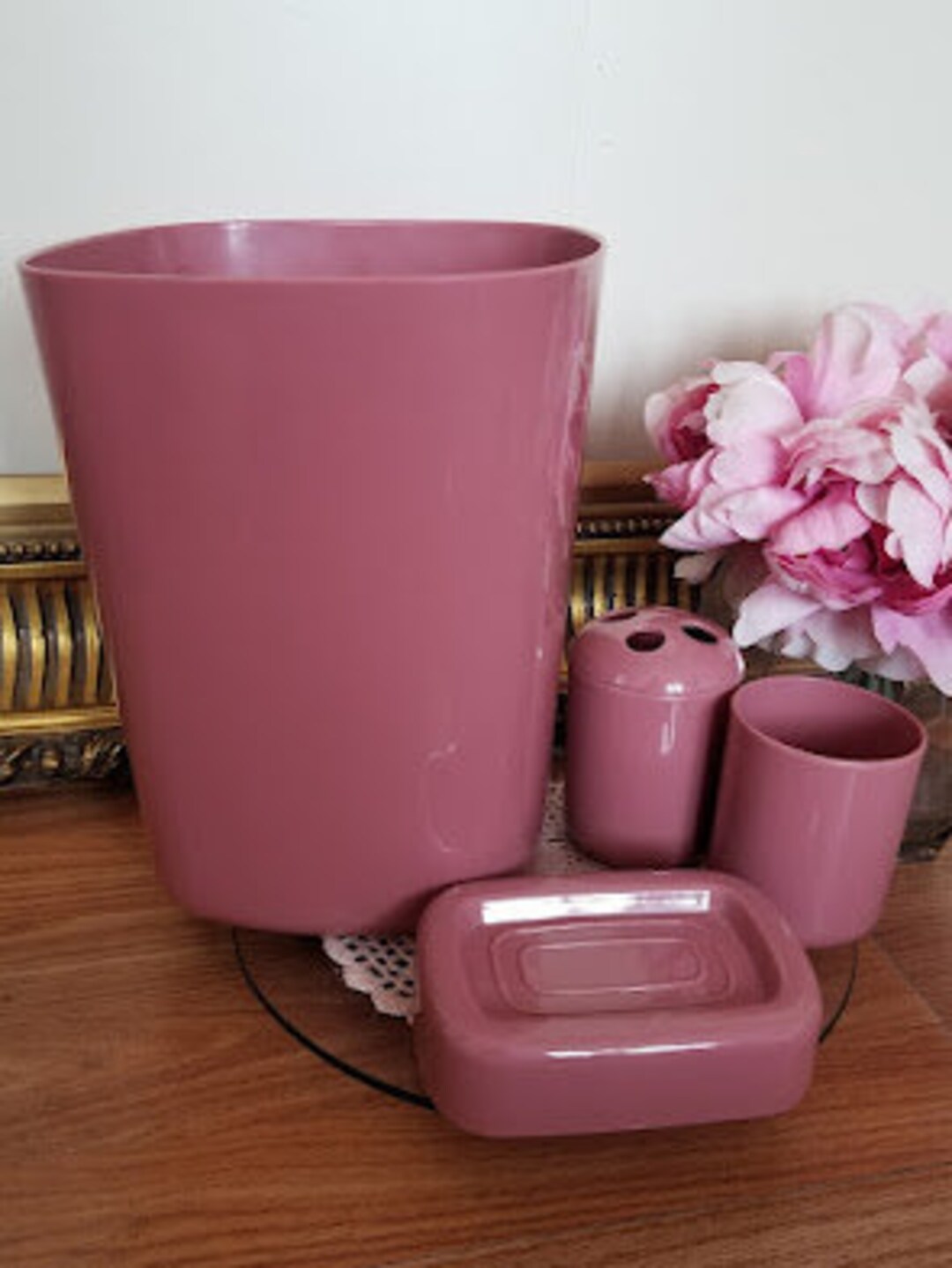 1980s Four Piece Mauve Pink Bathroom Set - Etsy