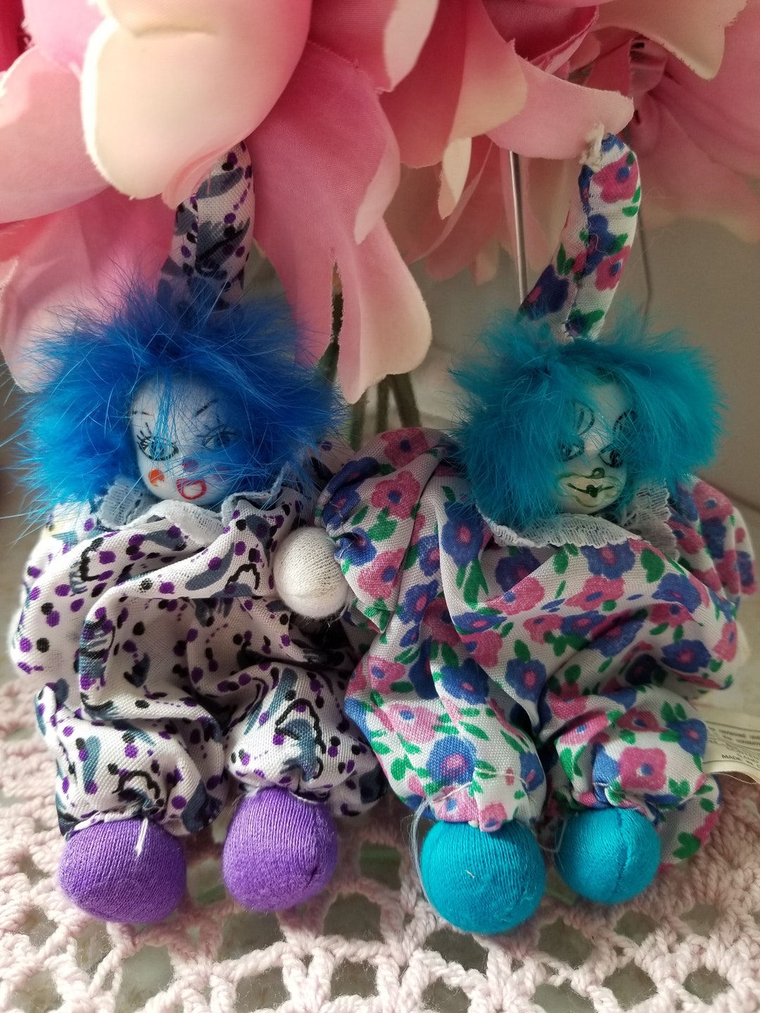 Vintage Duo of Cutie Bean Bag Clowns Funky Costume Porcelaine Etsy