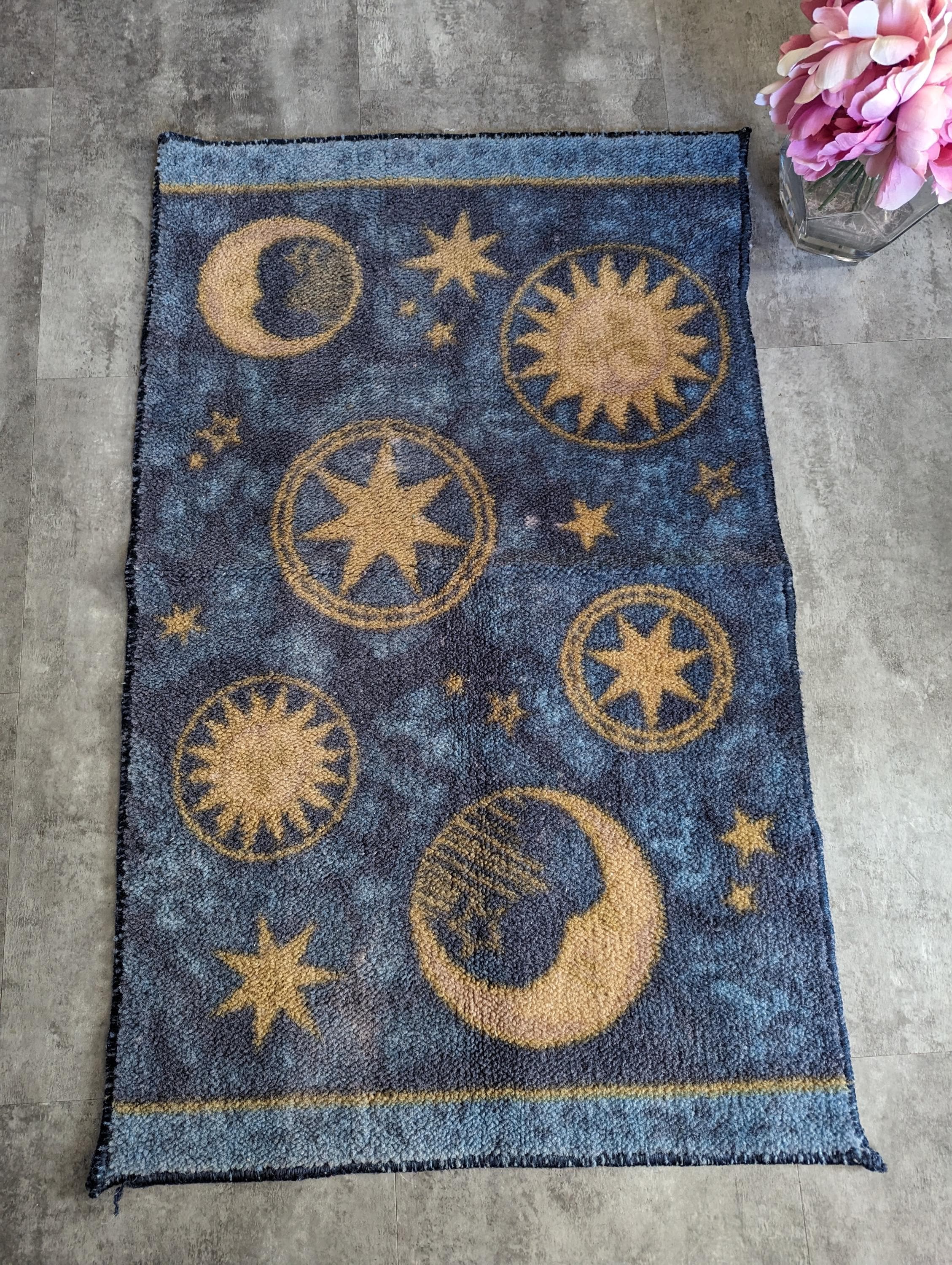 Vintage 90's Celestial Sun & Moon Stars Bathroom Rug Mat Fadded - Etsy
