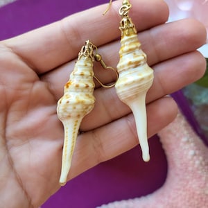 Vintage Handmade Shell Earrings Natural Conch Sea Shell Earrings
