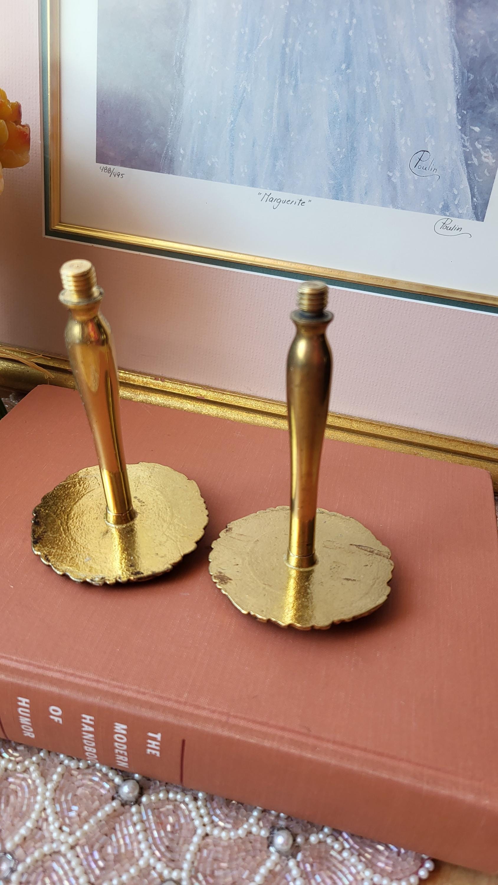 Embrasses Rideaux Anciennes Laiton Doré Avec Glands - Lot De 2 - Profondeur 12,5 Cm - Occasion Bon état