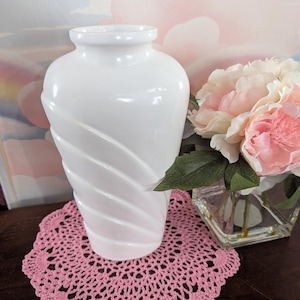 Vintage Small Art Deco Ceramic Vase - White Handmade