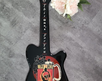 Vintage Johnny Cash Walk The Line Black Lacquered Guitar Shape Clock 32" This one's for you