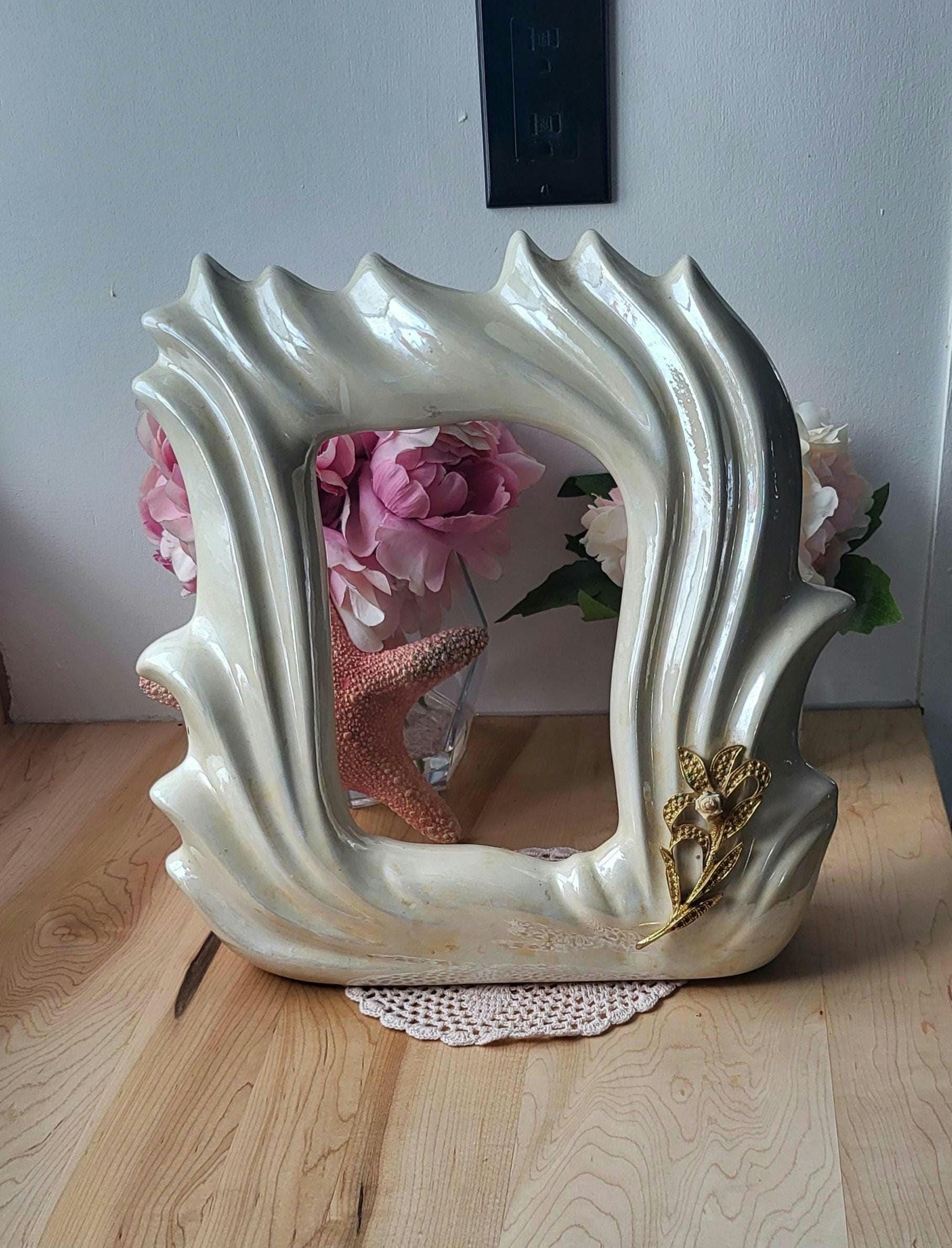 Vintage 80's Art Decor Flame Large Ceramic Photo Frame