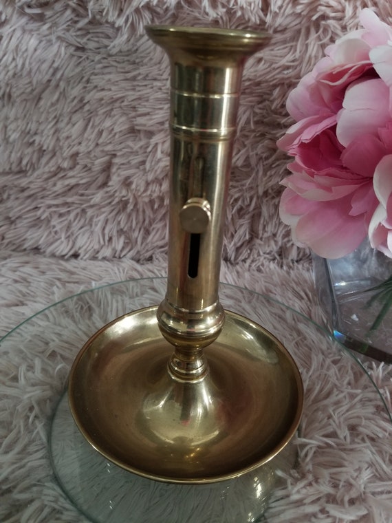 Antique Brass Candle Holder, Vintage Adjustable Brass Candlestick