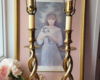 Vintage MCM Brass Lamps Two Rare Vintage Underwriters Laboratories Inc. Table Lamps. Brass Twisted Lamps Infinity