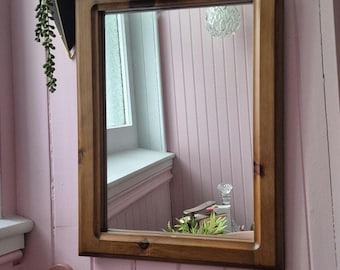 Vintage Mirror Wood Frame Classic Style l Rustic Wood l Natural