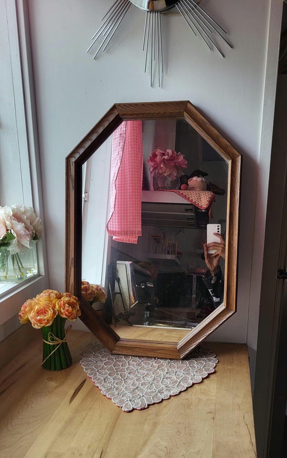 ヴィンテージ木製八角形ミラー - Etsy 日本