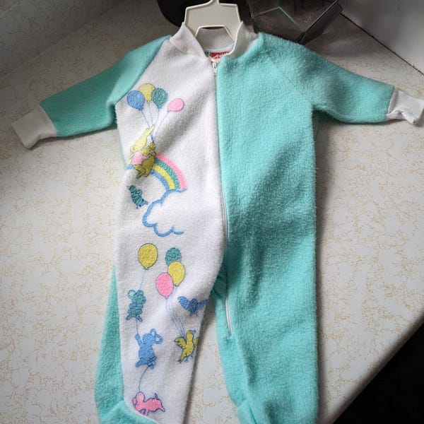 Vintage Retro 80's -90's Pretty Baby Color Block Sleeper Size 6 Months