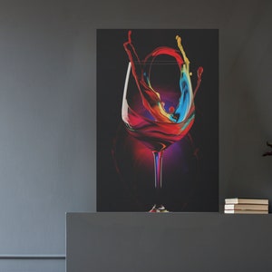 When it Pours | Abstract Wine Canvas Art | Wine Canvas Wall Art | Canvas Wine Art | Abstract Wall Art Canvas Wine | Neon Wine Art