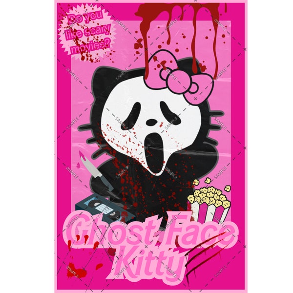 horror kitty ghostface png, scary kawaii kitty, horror barbie