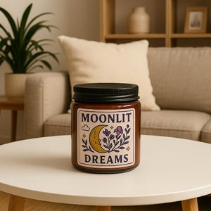 Moonlit Dreams Scented Soy Candle, Relaxing Home Decor, Gift for Her, Aromatherapy Candle, Cozy Night Light