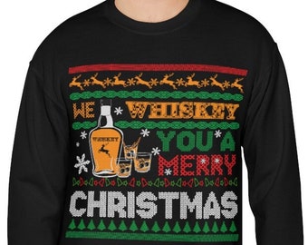 Christmas Whiskey Gift for Him, Funny Ugly Christmas Sweater We Whiskey You A Merry Christmas unique gift for dad, men 2X 3X 4X 5X