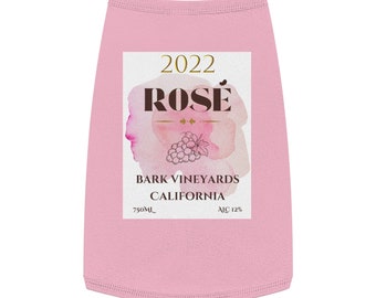 Dog Halloween Rose Wine Label Shirt. Costume apparel tshirt for dogs, pets cute funny Halloween costume inspired by Rose wine