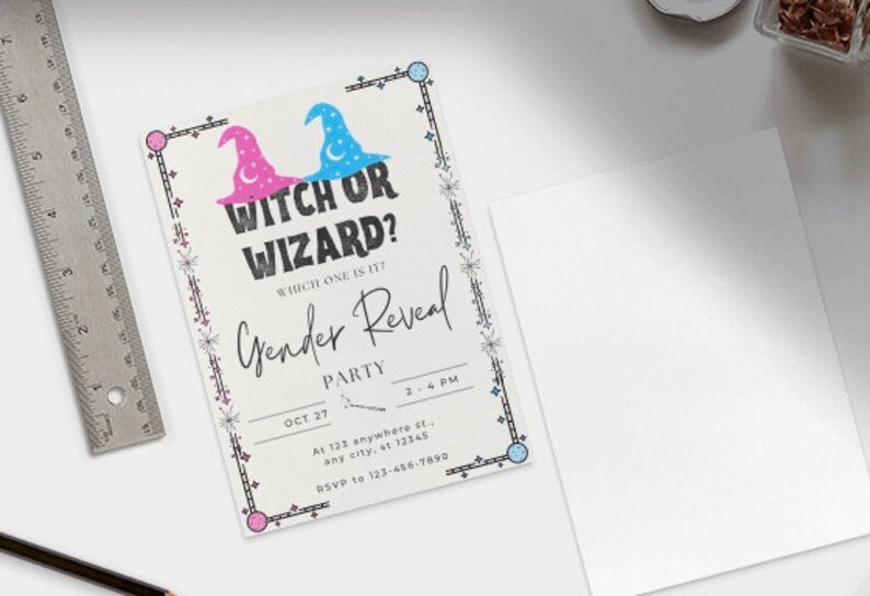 Gender Reveal Invitation Template Fall Halloween Theme for - Etsy