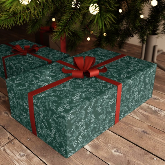 Green Christmas Tree Wrapping Paper Roll, Unique Holiday Gift Wrap