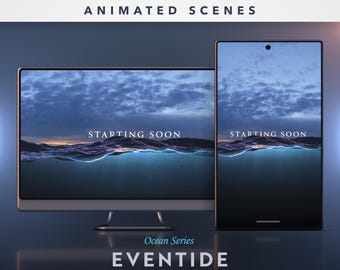 Animated Ocean Twitch Stream Screens: Dual Format for Vertical and Landscape Streaming