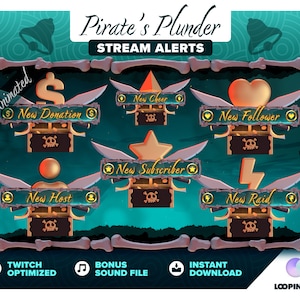 Twitch Overlay Theme: Pirate&#39;s Plunder- Stream Alerts