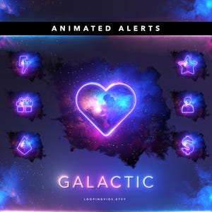 GALACTIC ALERTS: Animated - Twitch Streaming | Sub | Follow | Cheer | Gift | Raid | Host | Donation w/ Bonus Alert Sound