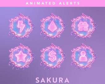 Alertes Twitch animées Sakura – Superposition de fleurs de cerisier roses (téléchargement numérique)