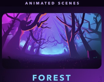 Spooky Forest Animated Twitch Overlays: Looping Stream Screens (Digital Download)
