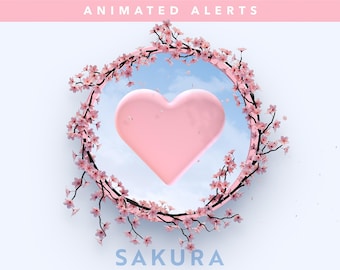 Alertes Twitch animées Sakura – Superposition de fleurs de cerisier roses et blanches (téléchargement numérique)