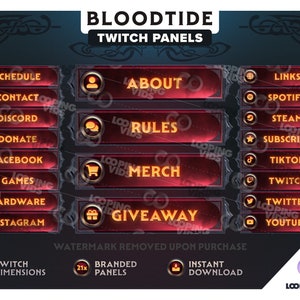 Twitch Panels: Bloodtide - 21x Branded Panels including one blank.