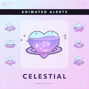 Celestial Rainbow Alerts: Animated - Twitch Streaming | Sub | Follow | Cheer | Gift | Raid | Host | Donation w/ Bonus Alert Sound