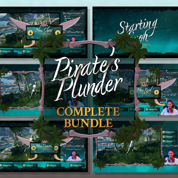 Twitch Overlay Theme: Pirate's Plunder- Complete Bundle