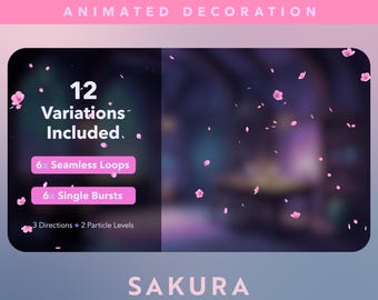 Pack de superpositions de pétales de rose Sakura pour le streaming Twitch : décorations ou alertes plein écran