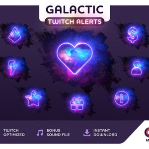 GALACTIC ALERTS: Animated - Twitch Streaming | Sub | Follow | Cheer | Gift | Raid | Host | Donation w/ Bonus Alert Sound