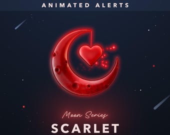 Alertes de diffusion céleste sur Twitch – Écarlate | Superpositions de lune animées pour le streaming (téléchargement numérique)
