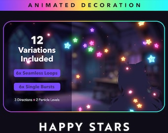 Pack de superpositions Happy Stars pour le streaming sur Twitch : décorations ou alertes plein écran