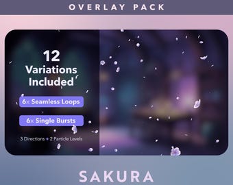 Pack de superpositions de pétales violets Sakura pour le streaming Twitch : décorations ou alertes plein écran