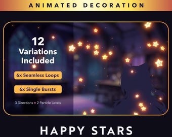 Pack de superpositions Happy Stars dorées pour le streaming Twitch : décorations ou alertes plein écran