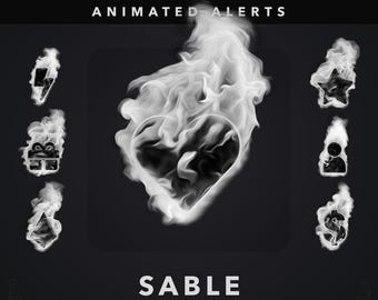 Alertes Twitch animées Sable Flame : noir et blanc (téléchargement numérique)