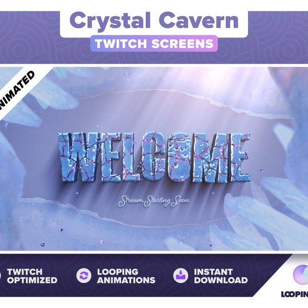 Twitch Overlays: Crystal Cavern- Animated Screens